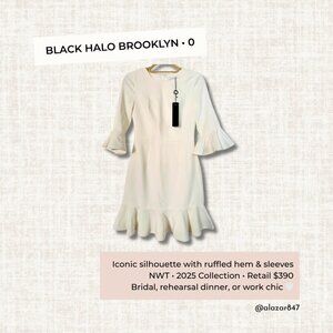Black Halo Brooklyn Dress NWT | White Ruffle Mini | 0